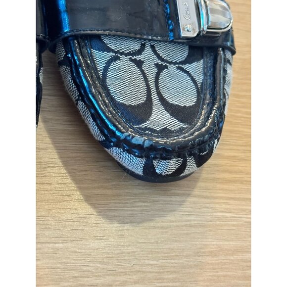 Coach Black & White Signature Canvas & Patent Leather Loafers Pauleen 7 B A0236 - Picture 4 of 11